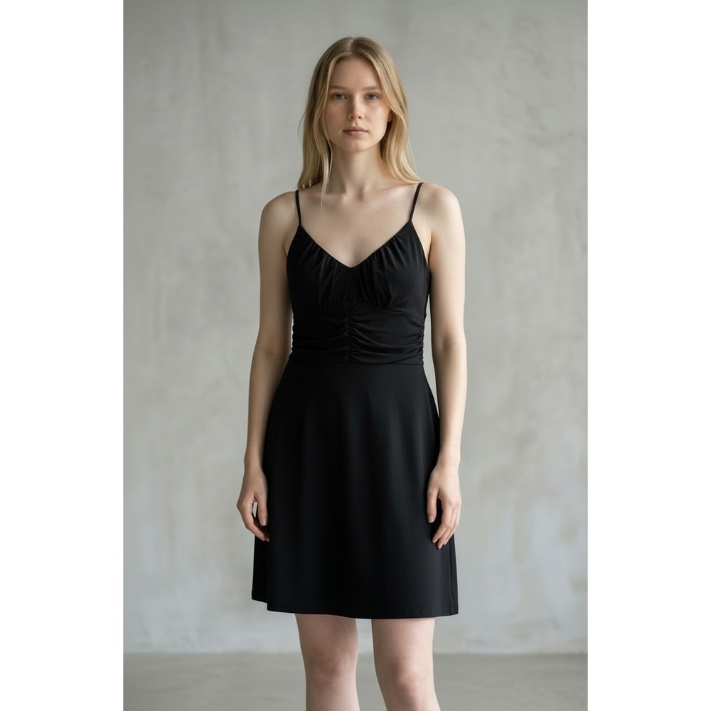 Ann‎ Taylor LOFT Black Ruched Empire Waist A-Line Dress Size 4 NWT 95239606